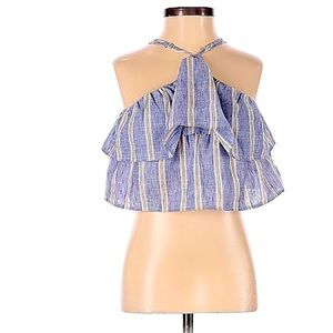 URBAN OUTFITTERS - XS chambray sleeveless ruffle blouse
